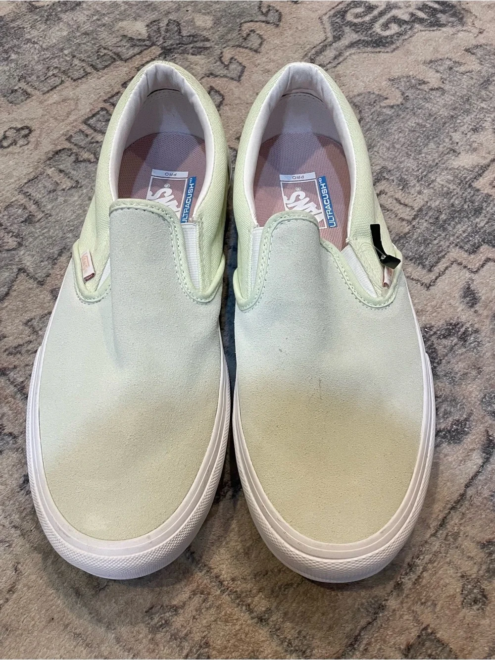 Vans Men’s Pro Ambrosia Slip-On Sneakers — Light Green & White New Without Box
